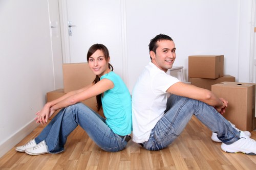Final stages of a Belgravia house move with boxes and furniture arranged